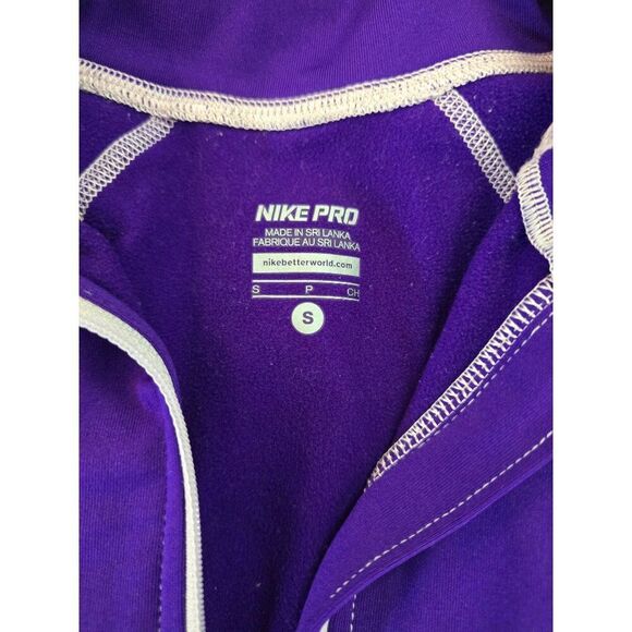 Nike Pro Purple Long Sleeve Quarter Zip Athletic Top workout running hiking gym - Picture 4 of 9